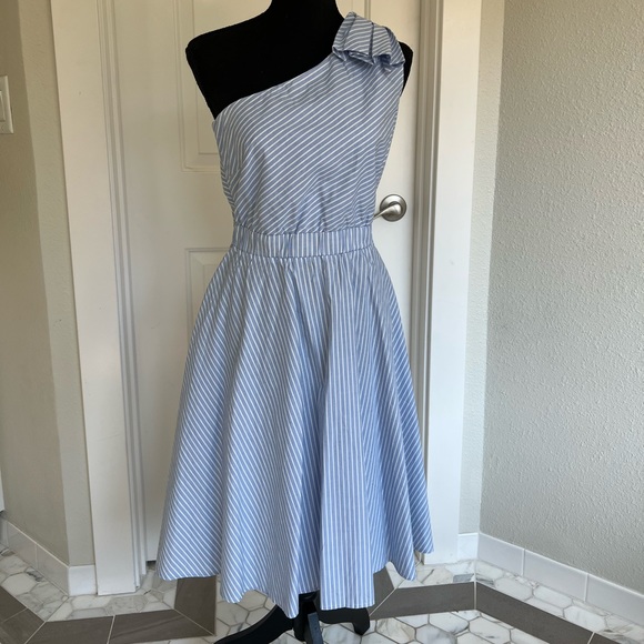 Calvin Klein Dresses & Skirts - Calvin Klein - Cotton Stripped One Shoulder Dress